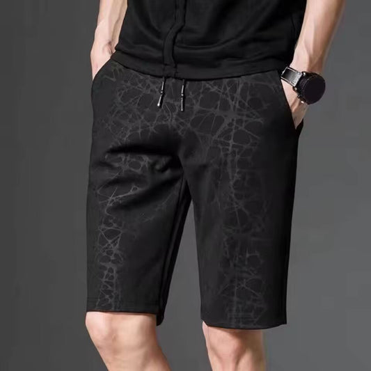 Summer Men Shorts Mid-Rise Elastic Waistband Drawstring Pockets Beach Shorts Camouflage Print Fitness Straight Male Shorts