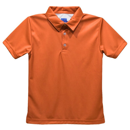 Orange Solid Fly Knit Short Sleeve Polo